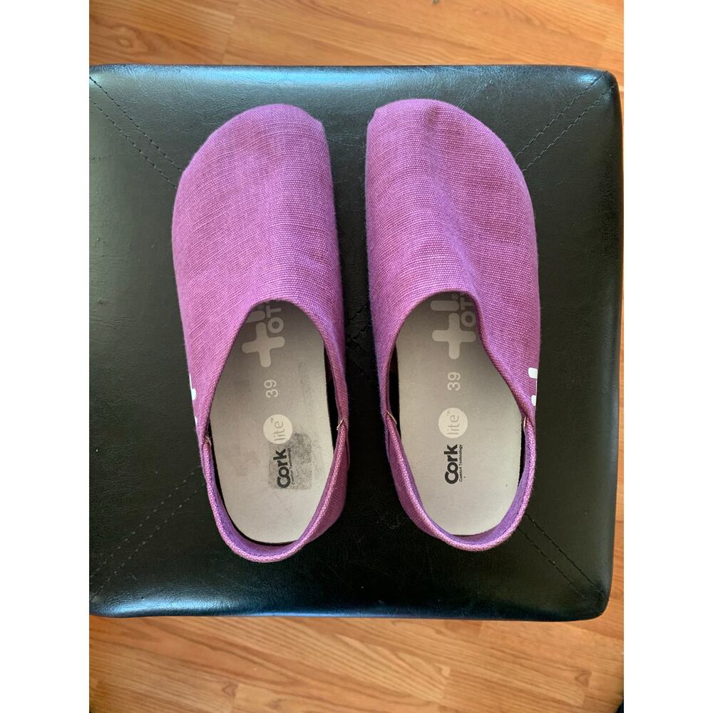 OTZ Cork Lite purple clog style linen shoes nearly new worn once 
size 39